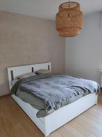 Bed met lades en lattenbodems te koop, Ophalen, Gebruikt, Wit, Tweepersoons