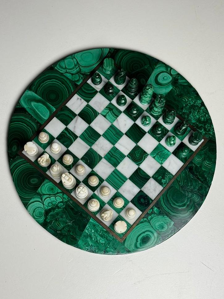 Malachiet Schaakspel vintage Congo, Verzamelen, Mineralen en Fossielen, Ophalen