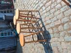 Vintage barkrukken 6 stuks, Ophalen, Met voetsteun, 60 tot 90 cm, Hout