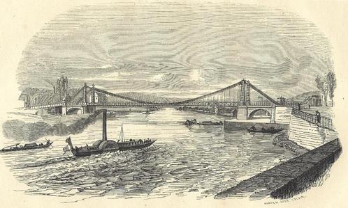 1853 - Seraing / pont sur la Meuse, Antiek en Kunst, Kunst | Etsen en Gravures, Verzenden