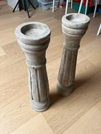 2 mooie houten kandelaars in teak, Huis en Inrichting, Ophalen, Zo goed als nieuw