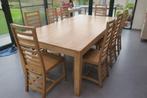 Teaken tafel met 8 stoelen, Huis en Inrichting, Ophalen, Gebruikt, 100 tot 150 cm, Teakhout