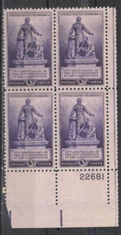 USA 1940 - 13th Amendment Issue (Lincoln) - pane of 4, Timbres & Monnaies, Timbres | Amérique, Amérique du Nord, Envoi