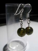 Oorringen: 8 mm parel: veins agate, Neuf, Enlèvement ou Envoi, Vert, Pendantes