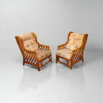 Vintage fauteuils van rotan en bamboe uit de jaren 70  beschikbaar voor biedingen