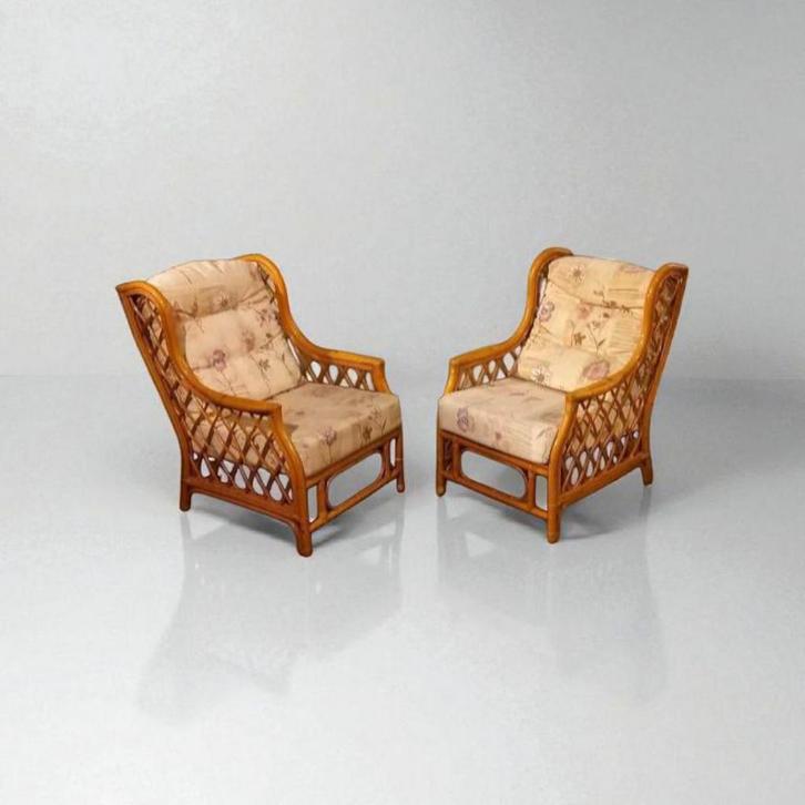 Vintage fauteuils van rotan en bamboe uit de jaren 70, Antiek en Kunst, Antiek | Meubels | Stoelen en Sofa's, Ophalen