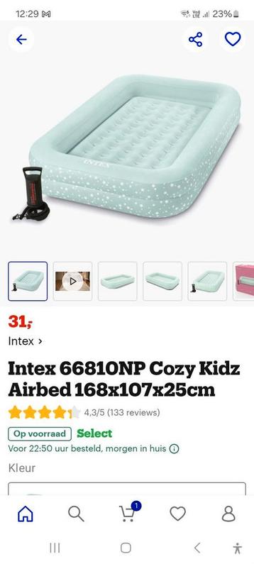 Intex kinder luchtbed met valbescherming en pomp beschikbaar voor biedingen