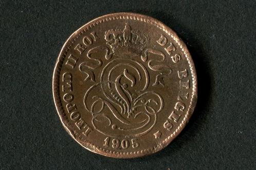 2 cent - Leopold II in het Frans 1905, Postzegels en Munten, Munten | België, Losse munt, Metaal, Ophalen of Verzenden