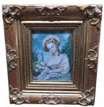 Peinture miniature ancienne dans un cadre doré — vers 1900, Antiquités & Art, Enlèvement ou Envoi