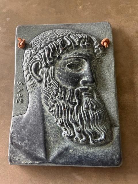 Vintage Clay Jupiter van Griekse Istiea wandtegel, Antiek en Kunst, Antiek | Keramiek en Aardewerk, Ophalen of Verzenden