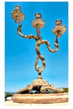️ Superbe candélabre espagnol en bronze doré à 3 feux, Ophalen of Verzenden, Koper of Brons