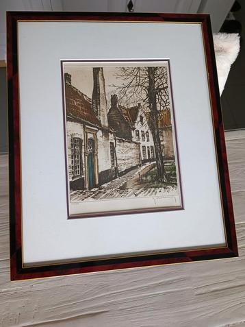 Mooie litho van Roger Hebbelinck, begijnhof brugge  beschikbaar voor biedingen