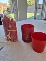 kaarsen + potjes voor kaarsjes, Ophalen, Zo goed als nieuw, Rood
