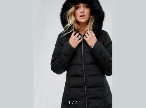 Lange gewatteerde jas + nepbont capuchon M + L dames vrouwen, Kleding | Dames, Jassen | Winter, Nieuw, Zwart, Ophalen of Verzenden