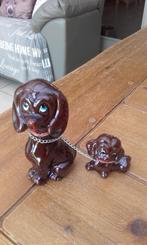 vintage keramieken Teckelhondje met puppy, Ophalen of Verzenden