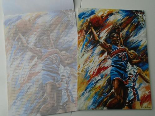 SCHRIJFBLOK BASKETBAL A4 GELIJND PAPIER MET DECOR 4 stuks, Diversen, Schrijfwaren, Nieuw, Ophalen of Verzenden