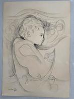 Visage d’enfant de profil - Charles Delporte, Antiquités & Art, Art | Dessins & Photographie