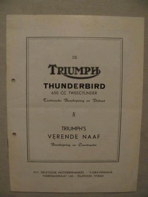 185 Triumph Thunderbird 6T 650 cc brochure 1950, Motoren, Handleidingen en Instructieboekjes, Triumph, Ophalen of Verzenden