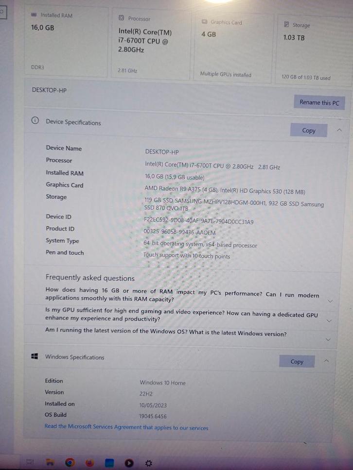 PC I7 core HP 27" all in one TOUCHSCREEN, Computers en Software, Desktop Pc's, Gebruikt, 2 tot 3 Ghz, SSD, 16 GB, Met videokaart