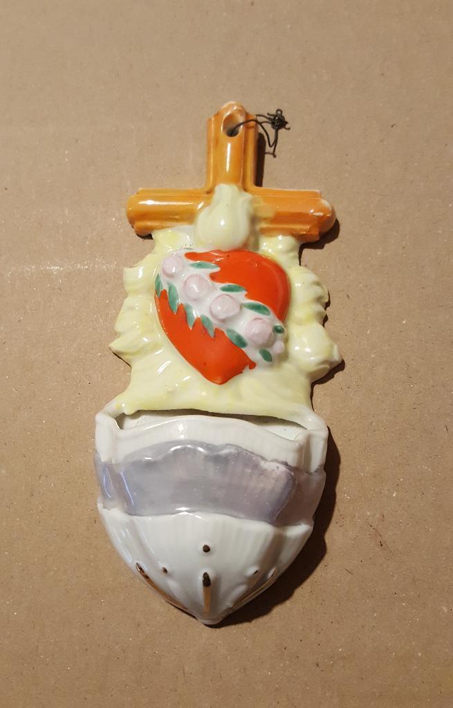 petit bénitier « Sacré-Cœur de Jésus », Collections, Religion, Utilisé, Christianisme | Catholique, Autres types, Enlèvement ou Envoi