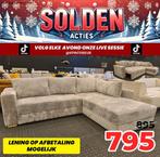 WS PROMO  Hoeksalon in taupe stof met slaapfunctie +Levering, Ophalen of Verzenden, Nieuw, Stof
