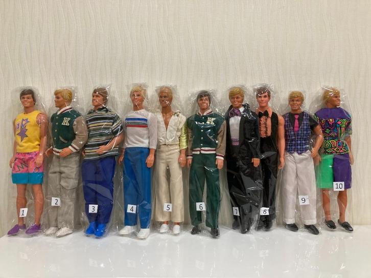 10 oude KEN poppen (Barbie/Mattel), Verzamelen, Poppen, Gebruikt, Pop, Ophalen of Verzenden