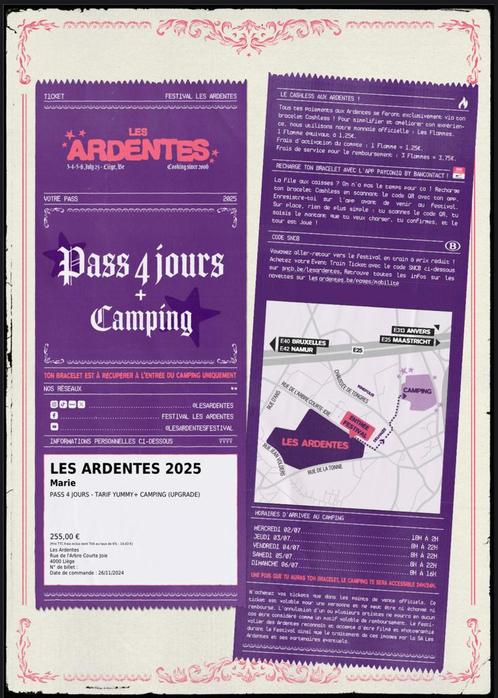 Les Arentes 2025 PASS 4 DAGEN + Camping + Bus A/R Parijs, Tickets en Kaartjes, Evenementen en Festivals, Eén persoon, Meerdaags