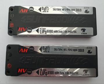 2 Lipo Sunpadow HV 6100mah 7.6v 140C, Hobby & Loisirs créatifs, Enlèvement ou Envoi, Utilisé