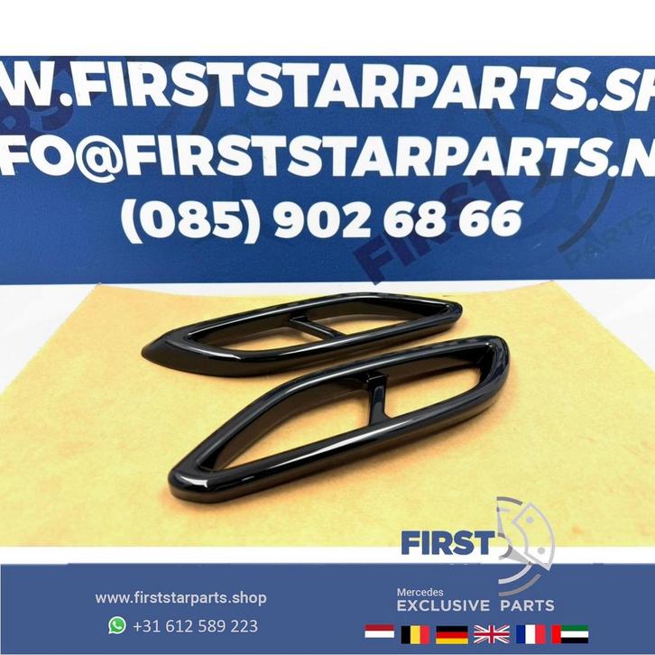 AMG LINE UITLAAT SIERLIJSTEN ZWART L/R Mercedes A B C CLA G, Auto-onderdelen, Uitlaatsystemen, Mercedes-Benz, Gebruikt, Ophalen of Verzenden