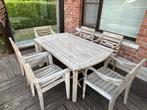 Tuinset Teak 6 stoelen + tafel, Tuin en Terras, Ophalen, Gebruikt, 6 zitplaatsen, Bijzettafel