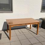 Mooie eiken tafel en 6 stoelen, taupe stof, Huis en Inrichting, Tafels | Eettafels, Ophalen, 150 tot 200 cm, 50 tot 100 cm