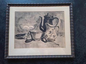 Aquarel koffieset  beschikbaar voor biedingen