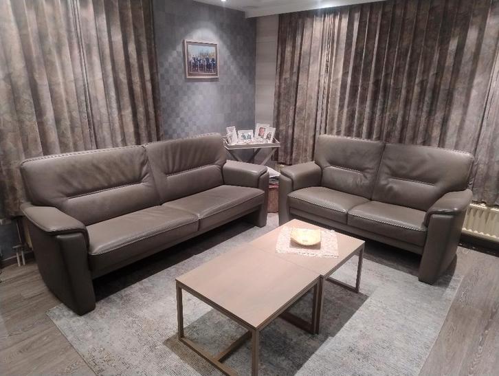 Leren zetel/zithoek, Huis en Inrichting, Zetels | Zetels, Zo goed als nieuw, Rechte bank, Overige maten, Leer, Ophalen