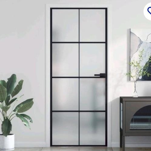 175 € Binnendeur - smal - 83x201,5 - cm - gehard - glas -, Doe-het-zelf en Bouw, Deuren en Vliegenramen, Nieuw, Binnendeur, Glas