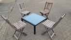 Weekend prijs tuinset met 4 teakstoelen stoelen met tafel, Tuin en Terras, Tuinsets en Loungesets, Ophalen of Verzenden, Gebruikt