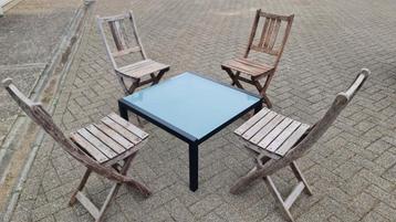 Weekend prijs tuinset met 4 teakstoelen stoelen met tafel  beschikbaar voor biedingen