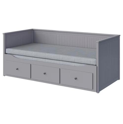 IKEA Hemnes bedbank met 3 lades & 2 matrassen, Huis en Inrichting, Slaapkamer | Bedden, Zo goed als nieuw, Grijs, Ophalen