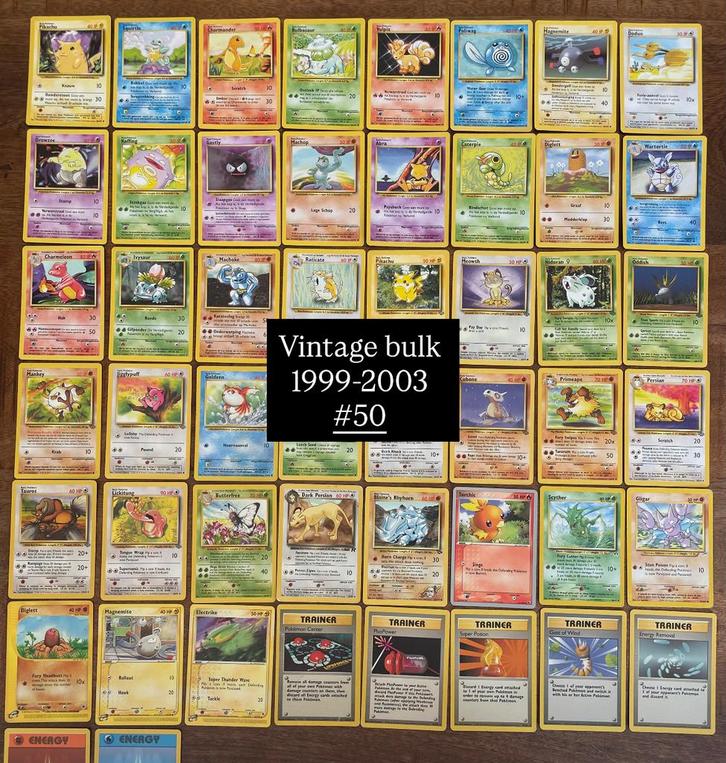 Pokémon vintage bulk lot – 50 verschillende kaarten, Hobby en Vrije tijd, Verzamelkaartspellen | Pokémon, Zo goed als nieuw, Ophalen of Verzenden