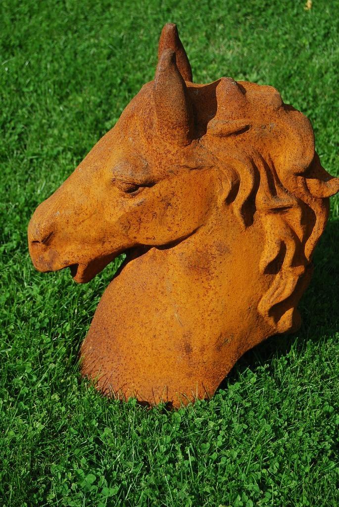 GIETIJZEREN PAARDENHOOFD, Tuin en Terras, Tuinbeelden, Zo goed als nieuw, Dierenbeeld, Overige materialen, Ophalen of Verzenden