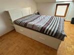 IKEA BRIMNES bedframe+opberg/hoofdbord met boxspring, Ophalen, Wit, Tweepersoons, 140 cm