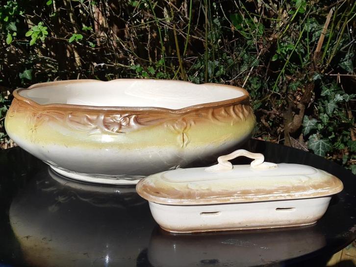 1900 Royal Bonn porseleinen schaal en zeepbakje, Mehlem, Antiek en Kunst, Antiek | Keramiek en Aardewerk, Ophalen of Verzenden