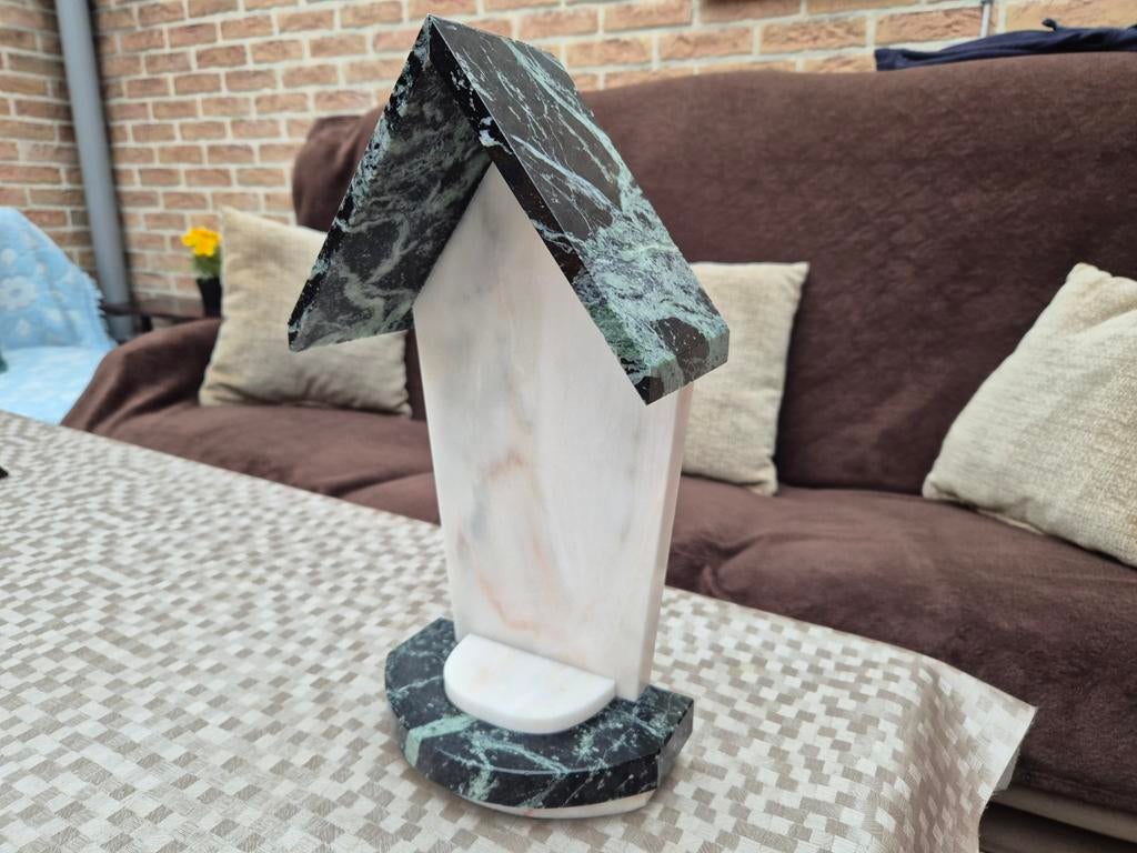 Vintage groene en witte marmeren decoratie iets op te zetten, Enlèvement ou Envoi, Comme neuf