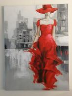 Groot schilderij lady in red 120x90 cm, Ophalen