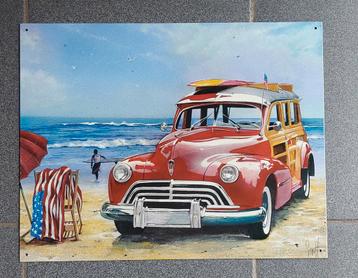 Metalen muurplaat oldtimer 32 x 41cm  beschikbaar voor biedingen