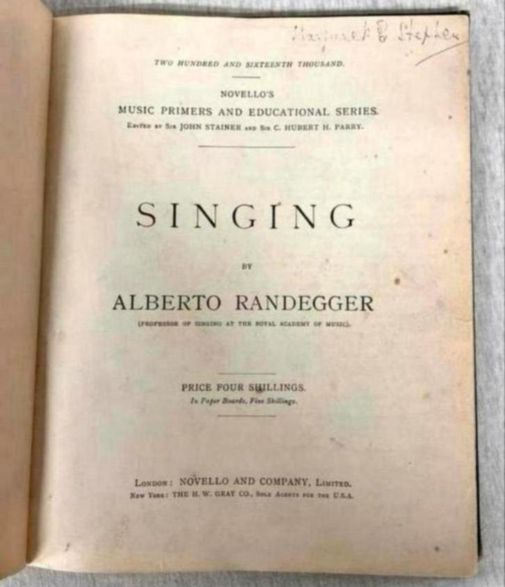 Antiek notenboek Singing by Alberto Randegger muziek-boek, Muziek en Instrumenten, Bladmuziek, Ophalen of Verzenden