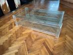 Table vintage plexi verre laiton Hollywood Regency