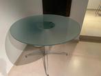 Glazen Tafel (design), Huis en Inrichting, Tafels | Salontafels, Ophalen, 100 tot 150 cm, Rond, Zo goed als nieuw