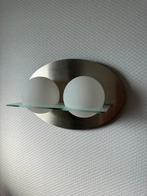 Mooie z.g.a.n wandlamp met glasplaatje en 2 lampen, Ophalen, Zo goed als nieuw, Glas