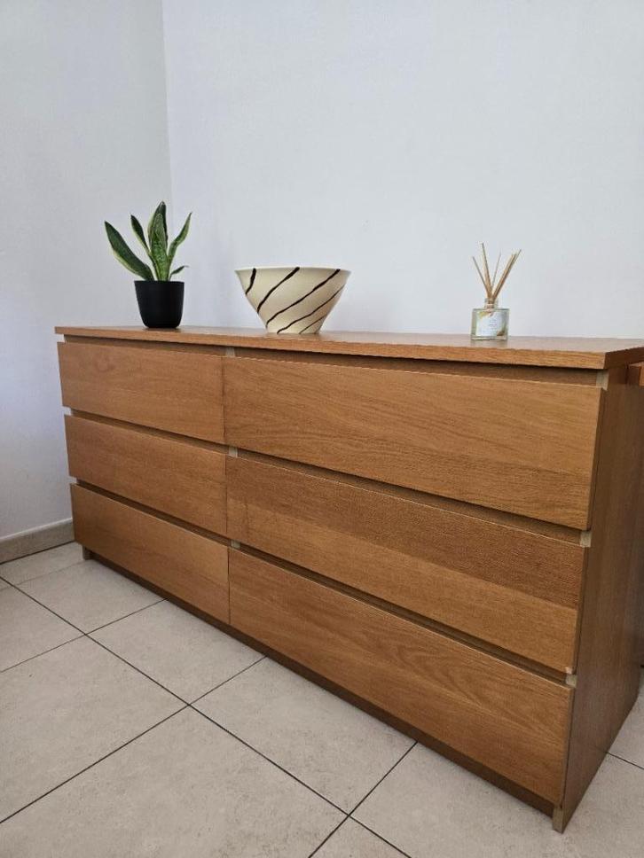 Ikea MALM dressoir met 6 laden, eikenhout, 160x78x48, Huis en Inrichting, Kasten | Ladekasten, Gebruikt, Minder dan 100 cm, 150 tot 200 cm