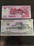 500,1000 wong Noord Korea UNC set, Postzegels en Munten, Ophalen of Verzenden, Oost-Azië, Setje